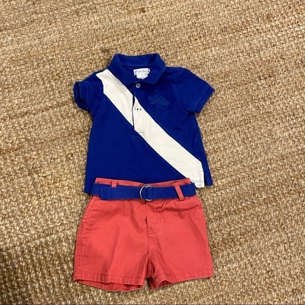 Ralph Lauren matching set blue pink